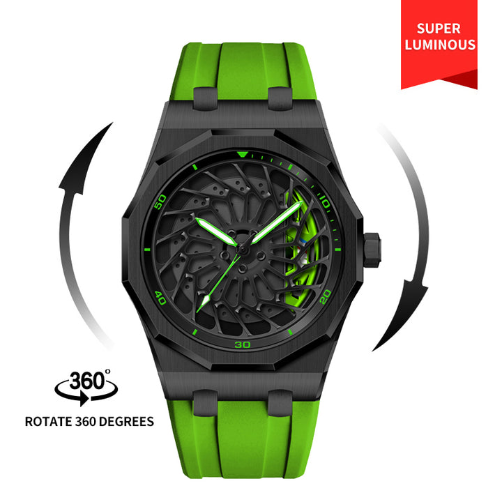 Green Babusar BMW i8 spinning wheel watch