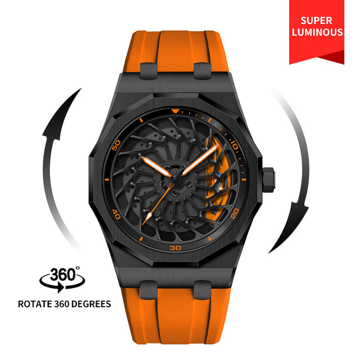 Orange Babusar BMW i8 spinning wheel watch