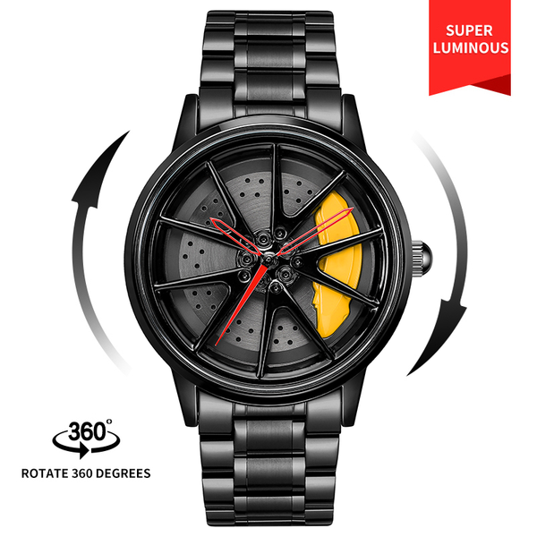 Babusar BMW M3 watch with yellow caliper spinning rim design