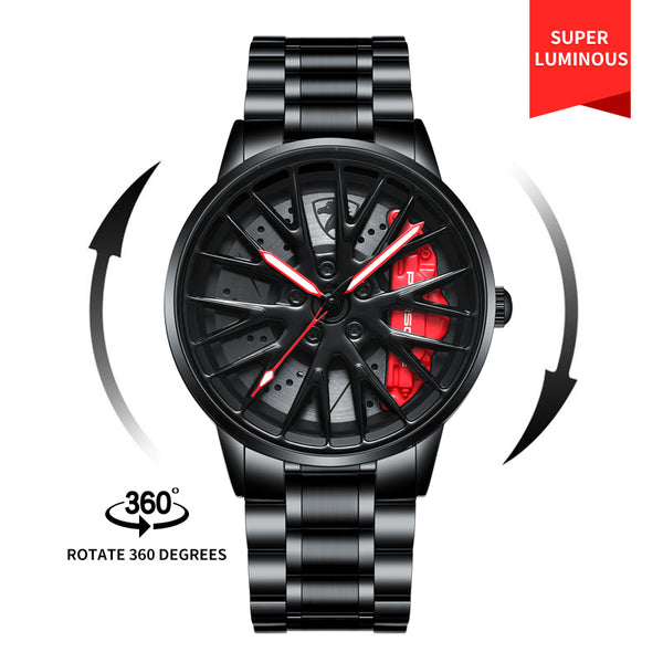 Babusar Carrera Panamera spinning wheel watch with stainless steel strap