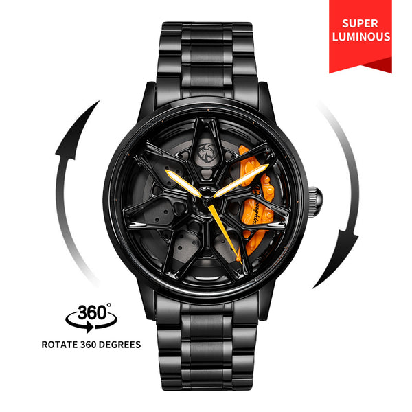 Babusar Lambo Revuelto spinning Lamborghini watch with stainless steel strap
