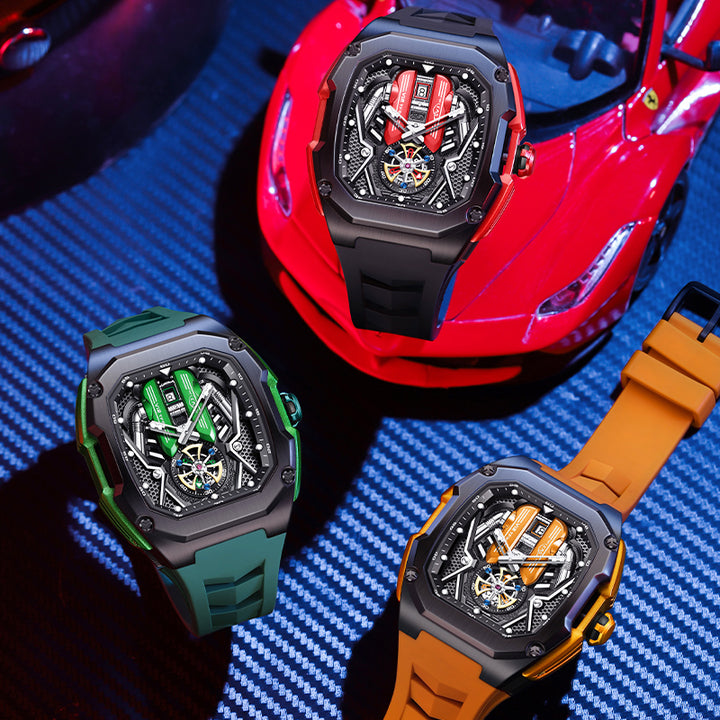 Babusar SVJ V12 Engine Watch Collection – Redline, Green Veneno, and Orange Inferno Editions
