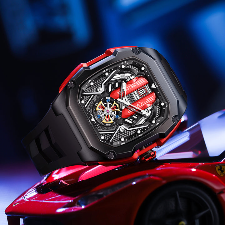 Side profile of Babusar SVJ V12 Engine Watch Redline Edition