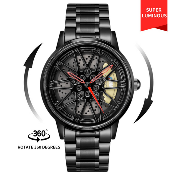 Babusar Bee-Em M5 BMW watch with spinning rim dial and stainless steel strap